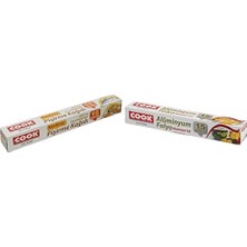 1001 Cook Pişirme Kağıdı Kesilmiş (16 Yaprak) 42 x 37 cm ve Cook Alüminyum Folyo 30 cm x 15 M