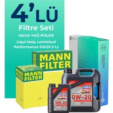 Mann Filter  Jeep Compass 1.5 Hybrid Filtre Bakım Seti Liqui Moly Motor Yağlı (2020-2024) 4 Lü