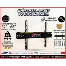 Ata Elektronik UNİVERSAL HER MARKAYA UYUMLU -  140 150 155 160 ekran LCD LED TV DUVAR ASMA ASKI APARAT + METAL