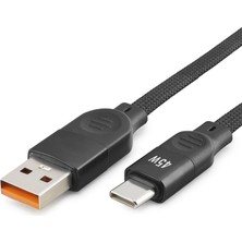 Skygo USB Type-C Şarj ve Data Kablosu 45W 1 M Örgülü Siyah ND1102