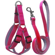 AvantajAl Gezdirme Kayışlı Dokuma Köpek Göğüs Tasma Seti 32*47-110 cm Pembe