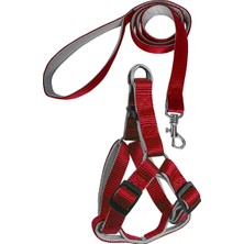 AvantajAl Gezdirme Kayışlı Dokuma Köpek Göğüs Tasma Seti 40*60-110 cm Kırmızı