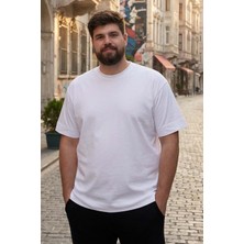 Tommy Life Beyaz Basic Kısa Kol O Yaka Büyük Beden Erkek T-Shirt - 88072