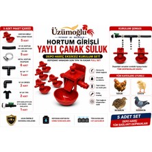 Üzümoğlu 5’li Hortum Girişli Yaylı Çanak Suluk Seti – Otomatik Tavuk Suluk Sistemi – 16 mm Bağlantılı Tam Kurulum Seti