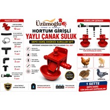 Üzümoğlu 10’lu Hortum Girişli Yaylı Çanak Suluk Seti – Otomatik Kümes Su Sistemi Kurulum Kiti – 16 mm Hortum Bağlantılı Tam Set