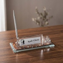 Çılgıntrend Atatürk Siluetli Kristal Cam Masa Üstü Isimlik - Kalemli Ofis Seti