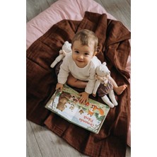 Caline Baby %100 Pamuk Premium & Hafif Müslin Bezi Örtüsü I 120x120 cm I Kahve &  4 Adet Ağız Mendili 27x27cm