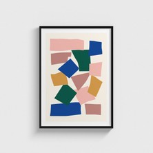 Domirus Geometrik Renkli Şekiller Tablo Çerçeveli Poster Duvar Dekorasyonu