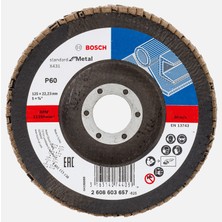 Bosch 125 mm 60 Kum Standard Seri Metal Için X431 Aluminyumoksit Flap Zımpara Diski (5'li Paket)