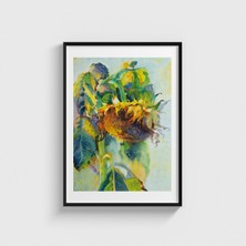 Domirus Ayçiçeği Tablosu Tablo Çerçeveli Poster Duvar Dekorasyonu