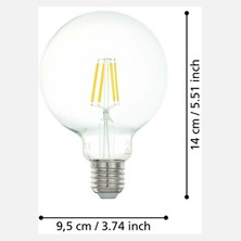 Eglo Şeffaf G95 4 W Klasik E27 Duy LED Ampul (3'li Paket)