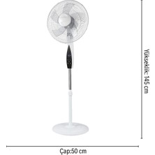 Dlc FS-K45BR 65 Watt Zaman Ayarlı Kumandalı Ayaklı Vantilatör Beyaz