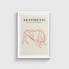 Domirus Aesthetic Line Art Boğa Tablo Çerçeveli Poster Duvar Dekorasyonu