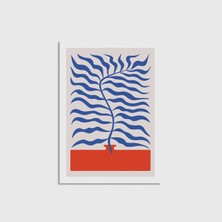 Domirus Mavi Yaprak Desen 2 Poster Çerçevesiz Duvar Dekorasyonu