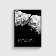 Domirus Istanbul Şehir Haritası Tablo Çerçeveli Poster Duvar Dekorasyonu
