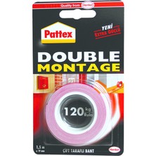Pattex Double Montaj Bandı 120 kg 19 mm x 1.5 M (3'li Paket)