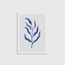 Domirus Mavi Yaprak Dalı Poster Çerçevesiz Duvar Dekorasyonu
