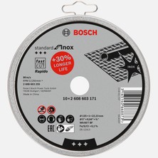 Bosch 125X1,0MM Standard Seri Düz Inox (Paslanmaz Çelik) Kesme Diski (Taş)Rapido 10'lu (5'li Paket)