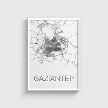 Domirus Gaziantep Şehir Haritası Tablo Çerçeveli Poster Duvar Dekorasyonu