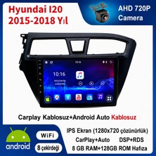 SBAID Hyundai I20 2015-2018 Yıl Uyumlu 8GB Ram 128GB Rom Hafıza Android Kablosuz Carplay Navigasyon Multimedya 9 Inç Ekran Hediye Görüş Kamerası Hediye Çerçevesi