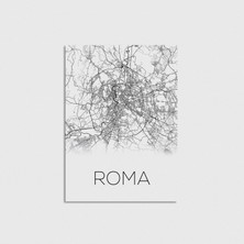 Domirus Roma Şehir Haritası Poster Çerçevesiz Duvar Dekorasyonu