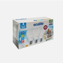 Ecolite A60 LED Ampul 12W E27 6500K Beyaz Işık 3'lü Paket (3'li Paket)