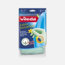 Vileda Extra Sensation Pamuklu Tek Small Temizlik Eldiveni Su Yeşili (5'li Paket)