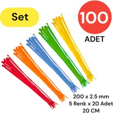 Tek-İş Tek-Iş 5 Renk Kablo Bağı 200X2.5 mm 100 Adet (4'li Paket)