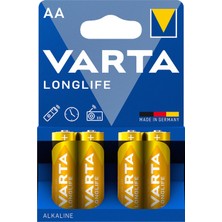 Varta Longlife Aa Kalem Pil 4'lü Paket (Alkalin) (6'li Paket)