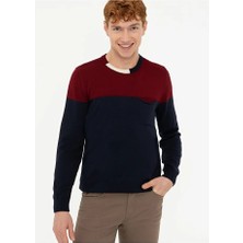 U.S. Polo Assn. Kanbera Bisiklet Yaka Slim Fit Desenli Lacivert Erkek Kazak