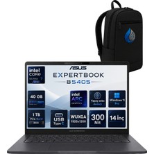 Asus Expertbook B5 Intel® Core™ Ultra 7 255H Aı 40 GB DDR5 1 TB SSD Intel® Arc™ Graphics 14''inç Wuxga (1920X1200) IPS 300NITS Windows 11 Pro Taşınabilir Bilgisayar B5405CCA-U716512B0DRNP14