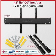 Ata Elektronik Yerli - Kalın Demirli - Awox 65" Inch Inç 165 Ekran 4K Ultra Hd Smart Tv Televizyon Askı Aparatı + Vida +Dübel