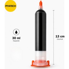 Piyatech Siyah Çıta ve Ekran Yapıştırıcısı Telefon Pc Anakart Tamir Şırıngası 30 ml (3 Adet Hassas Uç Hediyeli)