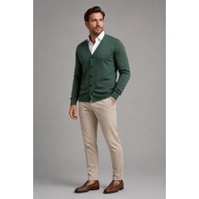 Beyome Erkek %100 Cotton V Yaka Düğmeli Hırka-Süveter Yandan Cepli Triko Günlük Şık Rahat Kesim