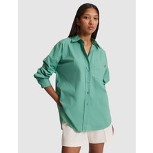 Pierre Cardin Kadın Yeşil Oversize Uzun Kollu Gömlek 50328628-VR054