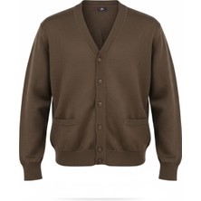 Beyome Erkek %100 Cotton V Yaka Düğmeli Hırka-Süveter Yandan Cepli Triko Günlük Şık Rahat Kesim
