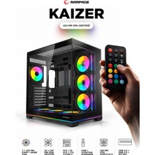 Rampage Kaızer Kumandalı 7*12CM Argb Fan+Kontrolcü Pwm Fanlı Atx/m-Atx Siyah Oyuncu Kasası