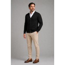 Beyome Erkek %100 Cotton V Yaka Düğmeli Hırka-Süveter Yandan Cepli Triko Günlük Şık Rahat Kesim