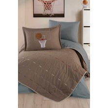 Clasy Ranforce Tek Kişilik Nakışlı Yatak Örtüsü Seti Cool Vibe Hoop V1 Bej