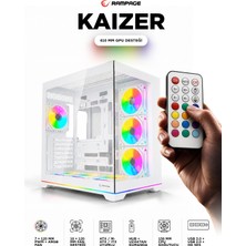 Rampage Kaızer Kumandalı 7*12CM Argb Fan+Kontrolcü Pwm Fanlı Atx/m-Atx Beyaz Oyuncu Kasası