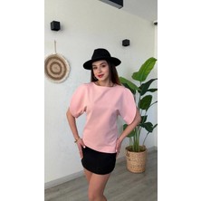 Bisiklet Yaka Pembe Balon Kol Bluz – Modern Şık Ofis Bluzu
