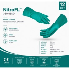 12 Çift | Lalan Yeşil Kimyasal Nitril Eldiven (Nitrofl 330-15SD) |cat3| EN374-AJKMLNOPT