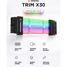 Trım X30 Şeffaf Pvc Bakır 18AWG Argb Power Supply 24PIN Uzatıcı Kablo