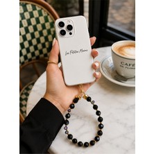 LES PETITES MAINS İconic Siyah-silver Telefon Askısı, Boncuklu Telefon Charmı ve Çanta Aksesuarı