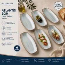 6 Adet Kütahya Porselen Atlantis Boh Kayık Tabak 19 cm