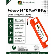 BataryaBank Roborock S6 / S6 Maxv / S6 Pure Uyumlu Robot Süpürge Bataryası 14.4V 6500MAH Şarj Edilebilir Yedek Pil