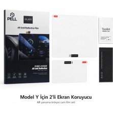 PELL Lopard Tesla Model Y Juniper Ekran Koruyucu Sert Cam Seti, 9H 2in1 Ön ve Arka Multimedya Camı