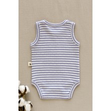 Mimu Baby %100 Pamuk Pointel Çıtçıtlı Bebek Zıbın - Mor Beyaz Çizgili