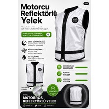 Motobros Motosiklet Reflektörlü Yelek - Motorcu Reflektör Yeleği Full 3m Reflektör (Su Geçirmez)