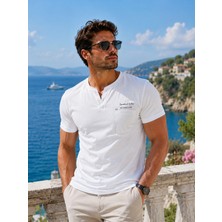 Masimar Erkek Yırtmaçlı V Yaka T-Shirt